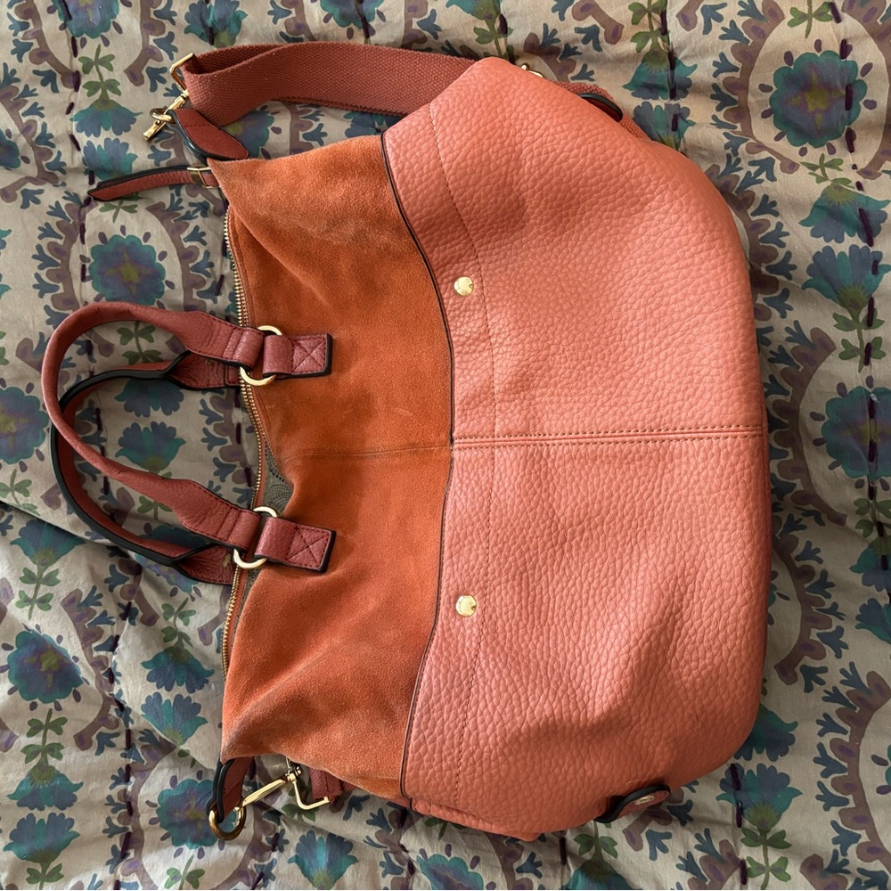 Stylish Two-Tone Leather Tote Bag